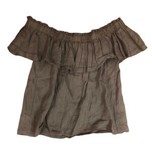 Young Fabulous & Broke Linen Top Olive Green